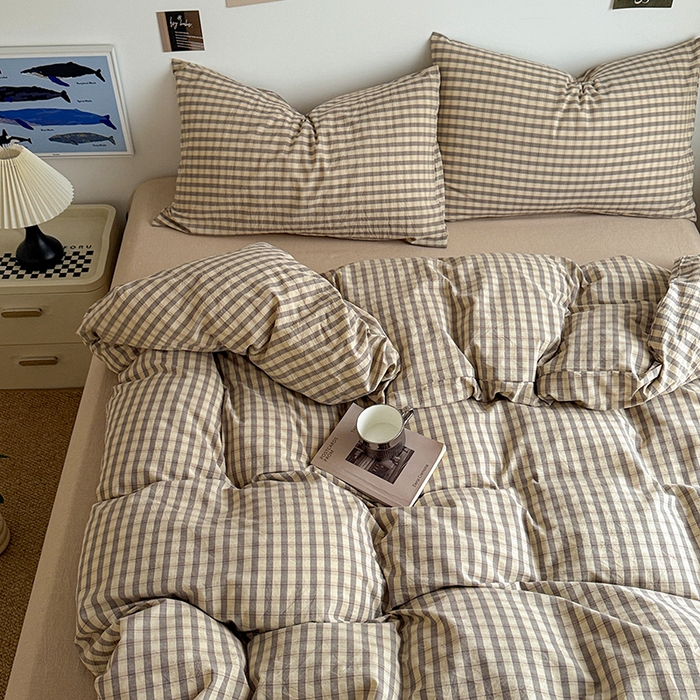 91家纺网 家纺一手货源 找家纺 大柏树 2026新款全棉纯棉水洗棉四件套 朵拉灰