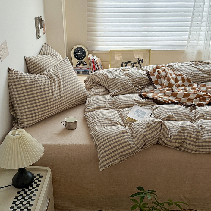 91家纺网 家纺一手货源 找家纺 大柏树 2026新款全棉纯棉水洗棉四件套 朵拉灰