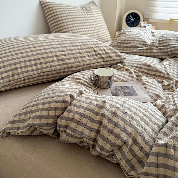 91家纺网 家纺一手货源 找家纺 大柏树 2026新款全棉纯棉水洗棉四件套 朵拉灰