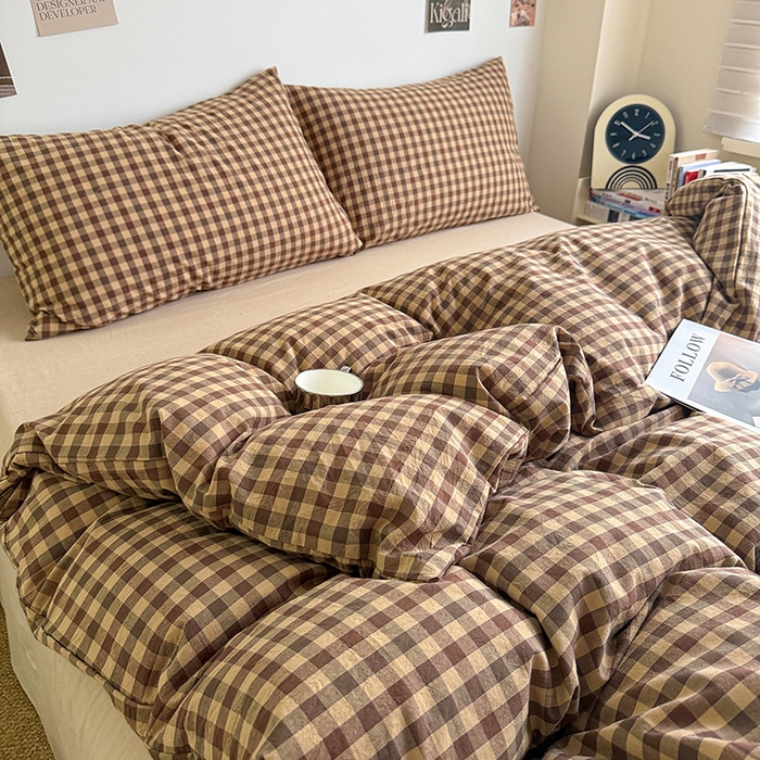 91家纺网 家纺一手货源 找家纺 大柏树 2026新款全棉纯棉水洗棉四件套 巴恩咖