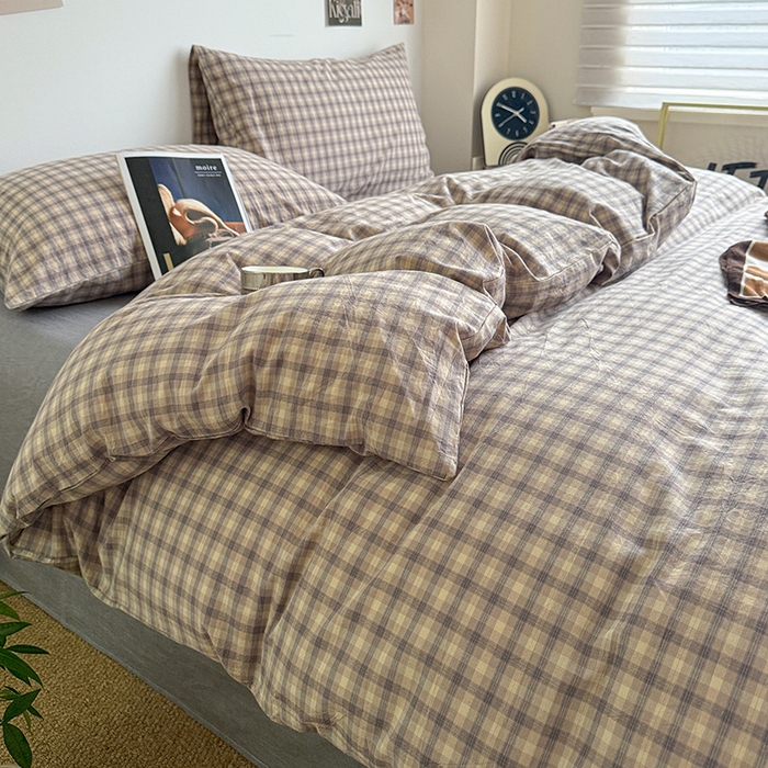 91家纺网 家纺一手货源 找家纺 大柏树 2026新款全棉纯棉水洗棉四件套 浣花灰