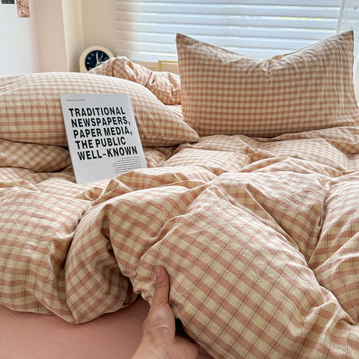 91家纺网 家纺一手货源 找家纺 大柏树 2026新款全棉纯棉水洗棉四件套 朵拉粉