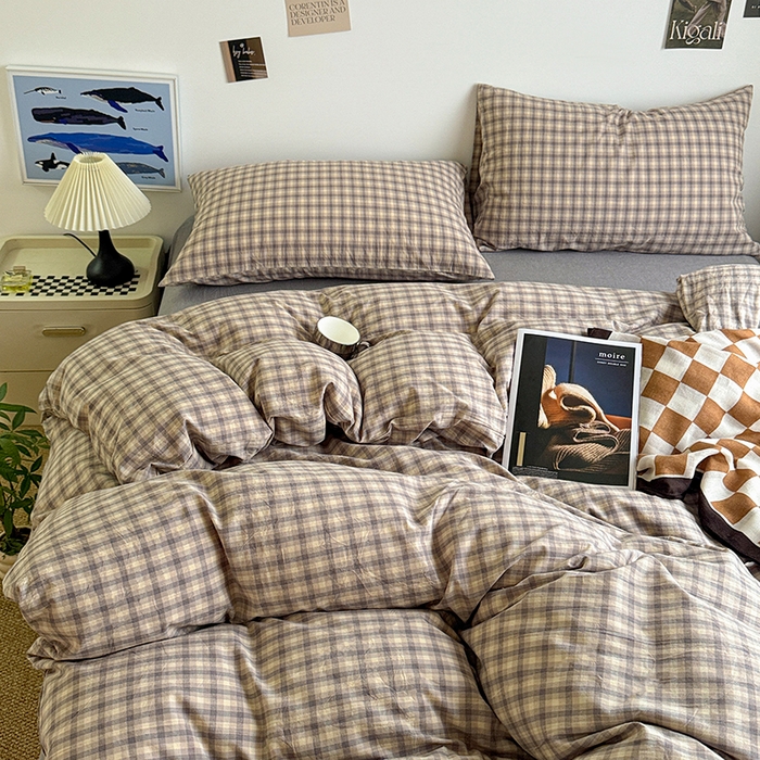 91家纺网 家纺一手货源 找家纺 大柏树 2026新款全棉纯棉水洗棉四件套 浣花灰