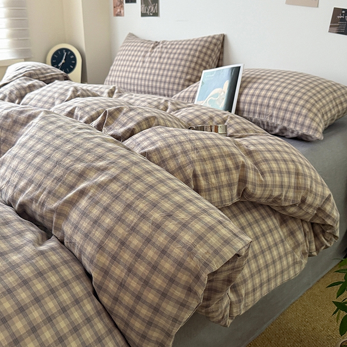 91家纺网 家纺一手货源 找家纺 大柏树 2026新款全棉纯棉水洗棉四件套 浣花灰