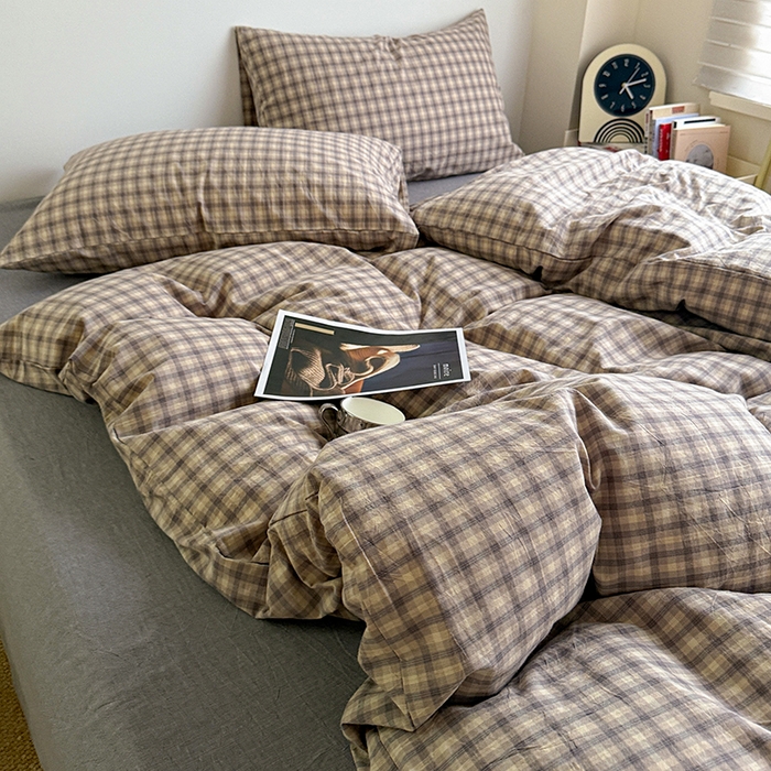 91家纺网 家纺一手货源 找家纺 大柏树 2026新款全棉纯棉水洗棉四件套 浣花灰