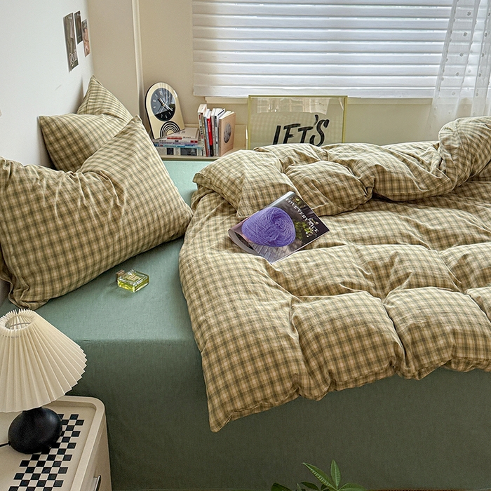 91家纺网 家纺一手货源 找家纺 大柏树 2026新款全棉纯棉水洗棉四件套 浣花绿