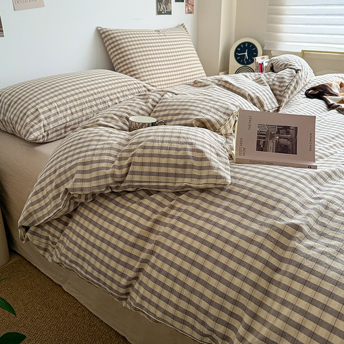 91家纺网 家纺一手货源 找家纺 大柏树 2026新款全棉纯棉水洗棉四件套 朵拉灰