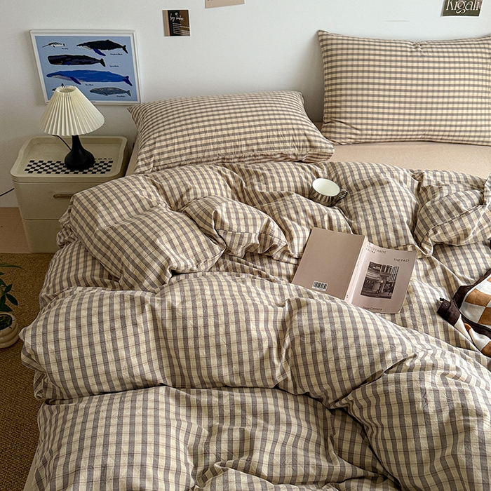 91家纺网 家纺一手货源 找家纺 大柏树 2026新款全棉纯棉水洗棉四件套 朵拉灰