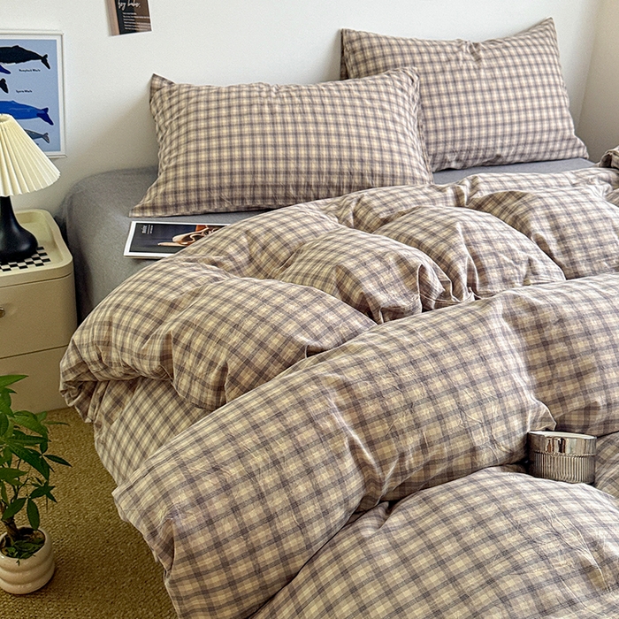 91家纺网 家纺一手货源 找家纺 大柏树 2026新款全棉纯棉水洗棉四件套 浣花灰