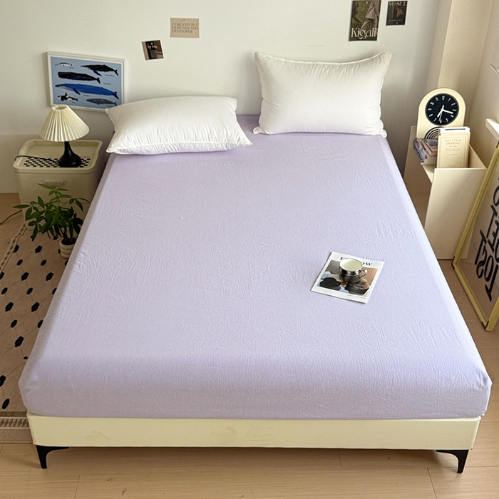 91家纺网 家纺一手货源 找家纺 大柏树 2026新款全棉纯棉水洗棉四件套 奶油紫