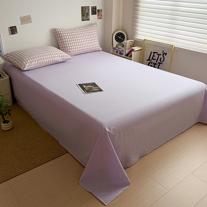 91家纺网 家纺一手货源 找家纺 大柏树 2026新款全棉纯棉水洗棉四件套 奶油紫