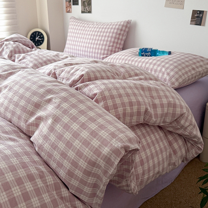 91家纺网 家纺一手货源 找家纺 大柏树 2026新款全棉纯棉水洗棉四件套 奶油紫