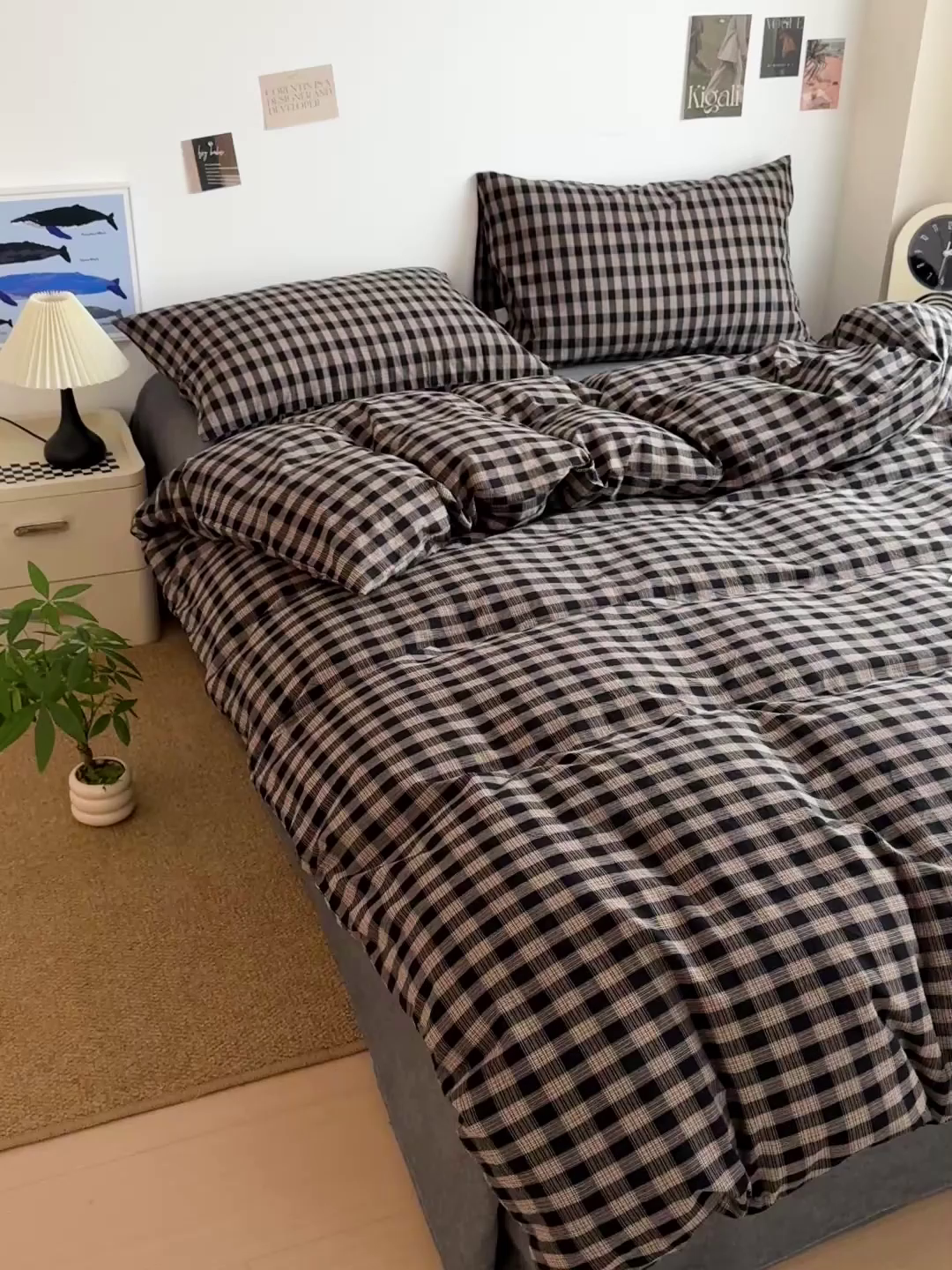 91家纺网 家纺一手货源 找家纺 大柏树 2026新款全棉纯棉水洗棉四件套 重楼黑