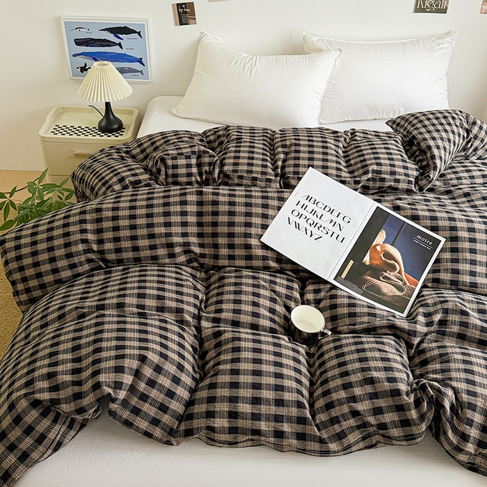 91家纺网 家纺一手货源 找家纺 大柏树 2026新款全棉纯棉水洗棉单被套单品被套被套单件 重楼黑