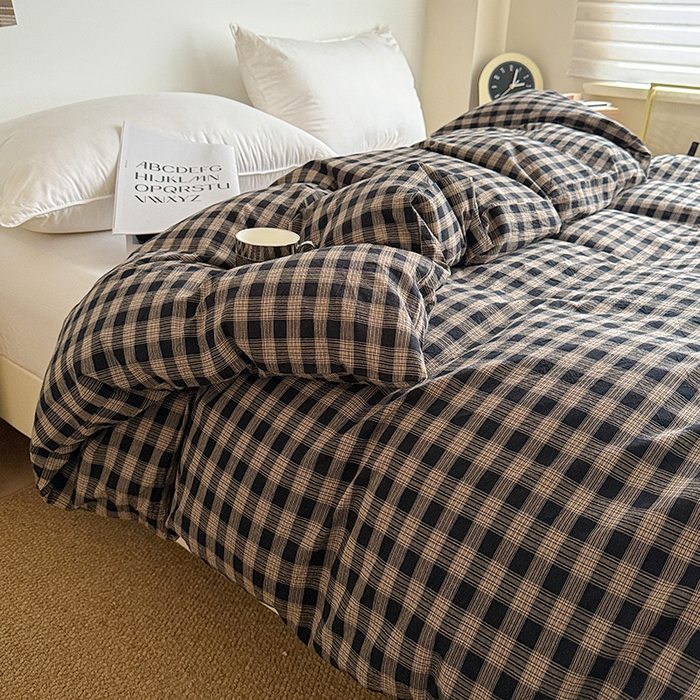 91家纺网 家纺一手货源 找家纺 大柏树 2026新款全棉纯棉水洗棉单被套单品被套被套单件 重楼黑