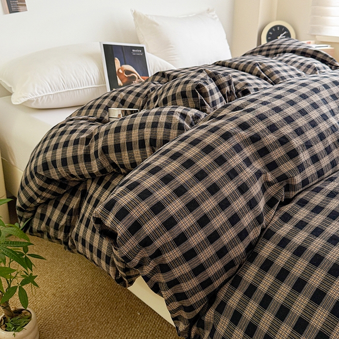 91家纺网 家纺一手货源 找家纺 大柏树 2026新款全棉纯棉水洗棉单被套单品被套被套单件 重楼黑