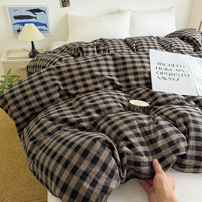 91家纺网 家纺一手货源 找家纺 大柏树 2026新款全棉纯棉水洗棉单被套单品被套被套单件 重楼黑