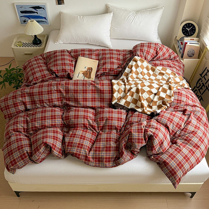 大柏树 2026新款全棉纯棉水洗棉单被套单品被套被套单件 布雷红