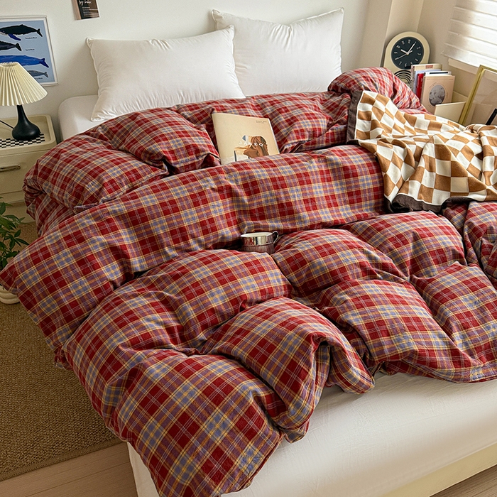 91家纺网 家纺一手货源 找家纺 大柏树 2026新款全棉纯棉水洗棉单被套单品被套被套单件 布雷红