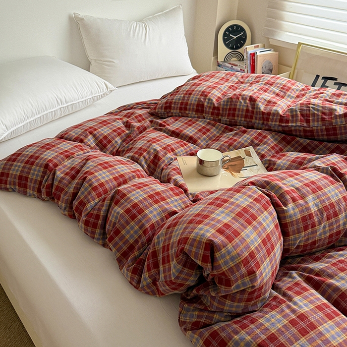 91家纺网 家纺一手货源 找家纺 大柏树 2026新款全棉纯棉水洗棉单被套单品被套被套单件 布雷红