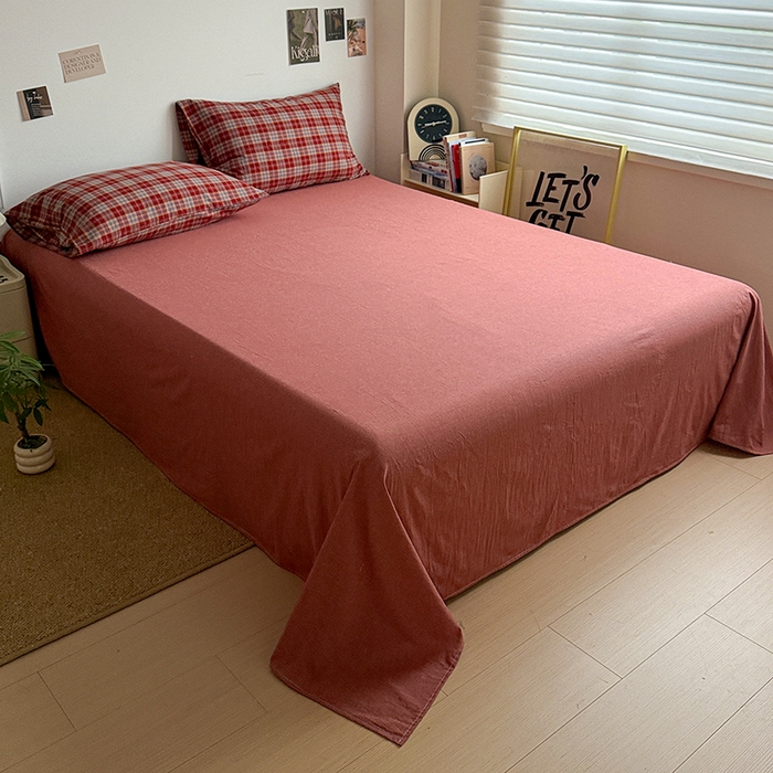 大柏树 2026新款全棉纯棉水洗棉单床单单品床单床单单件 布雷红