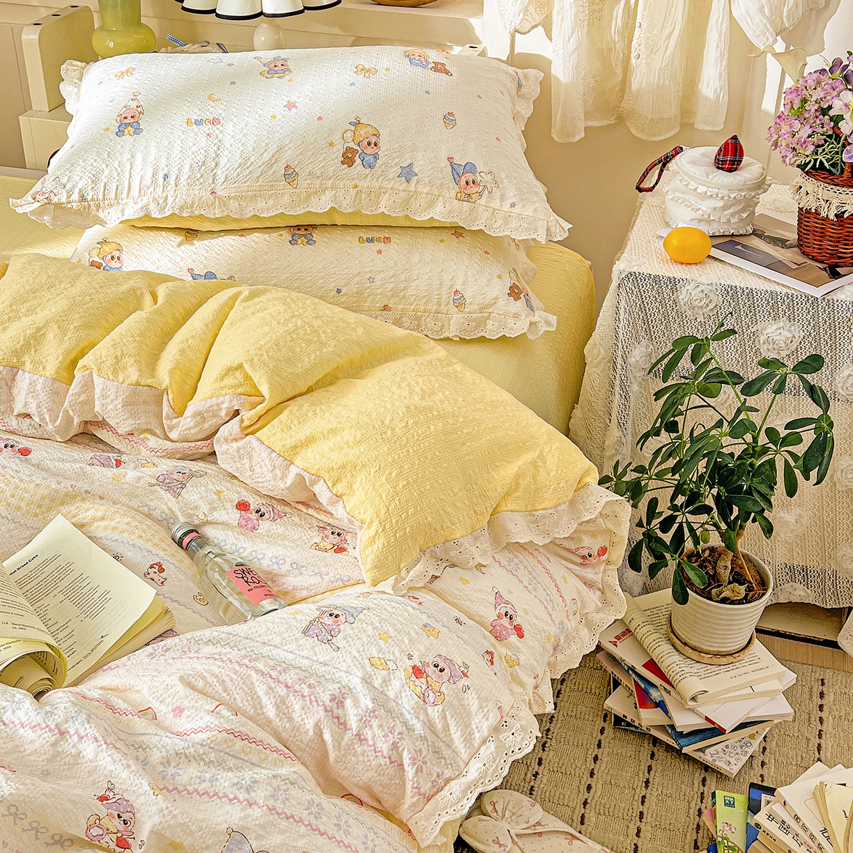 91家纺网 家纺一手货源 找家纺 （总）瑞禾家纺 2026新款泡芙纱花边四件套