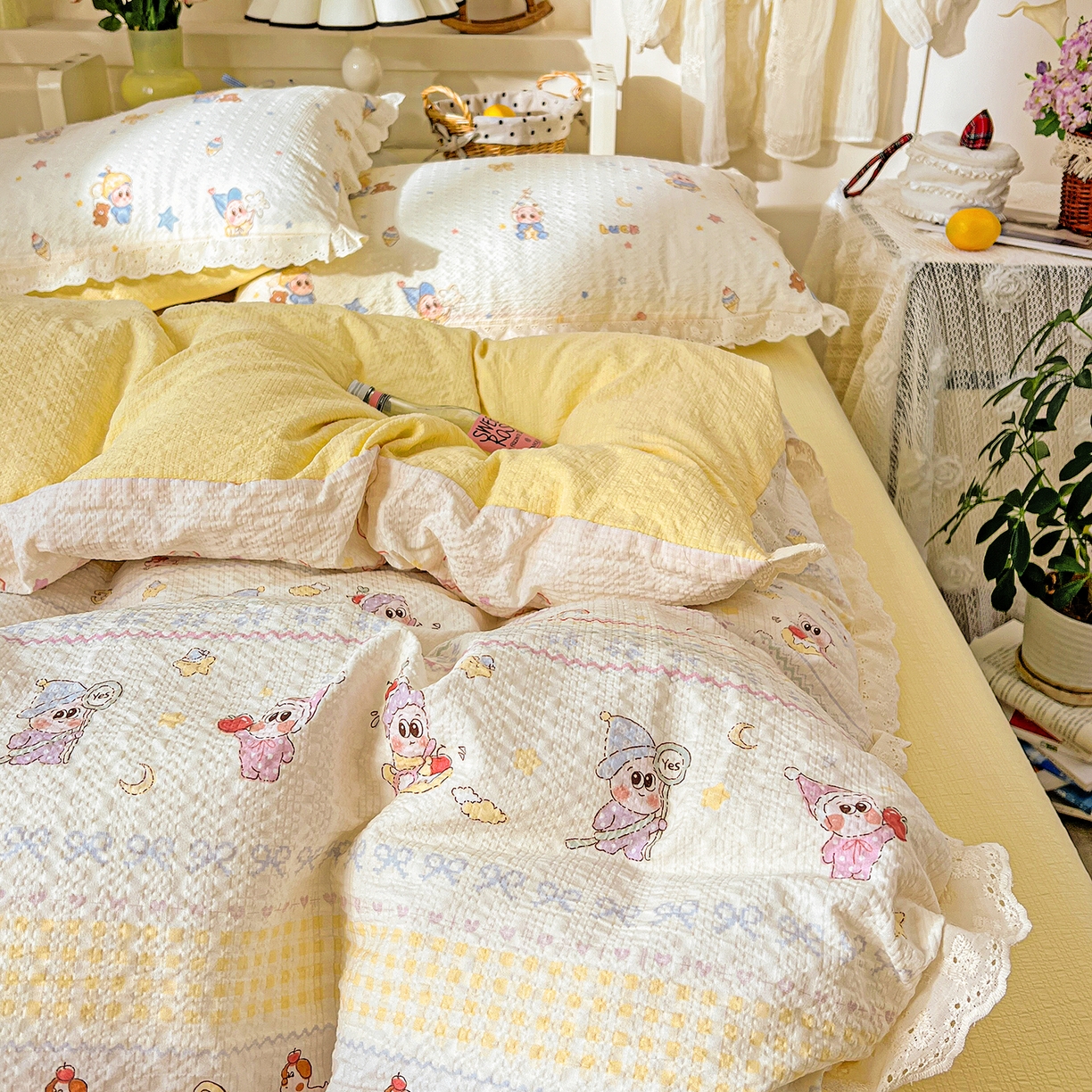 91家纺网 家纺一手货源 找家纺 （总）瑞禾家纺 2026新款泡芙纱花边四件套