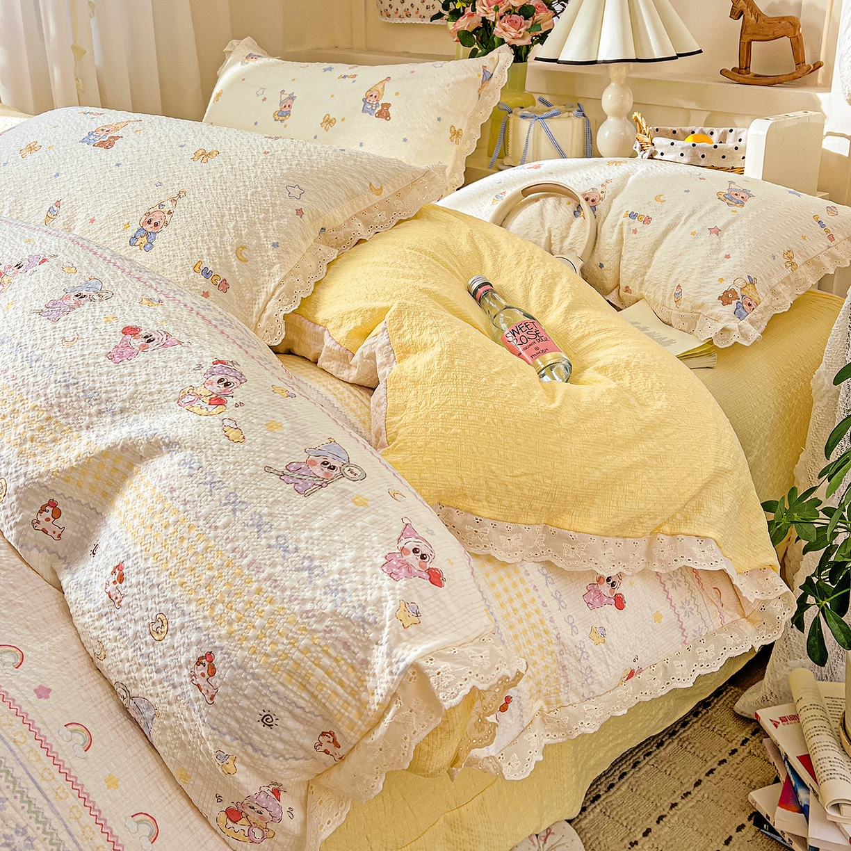 91家纺网 家纺一手货源 找家纺 （总）瑞禾家纺 2026新款泡芙纱花边四件套