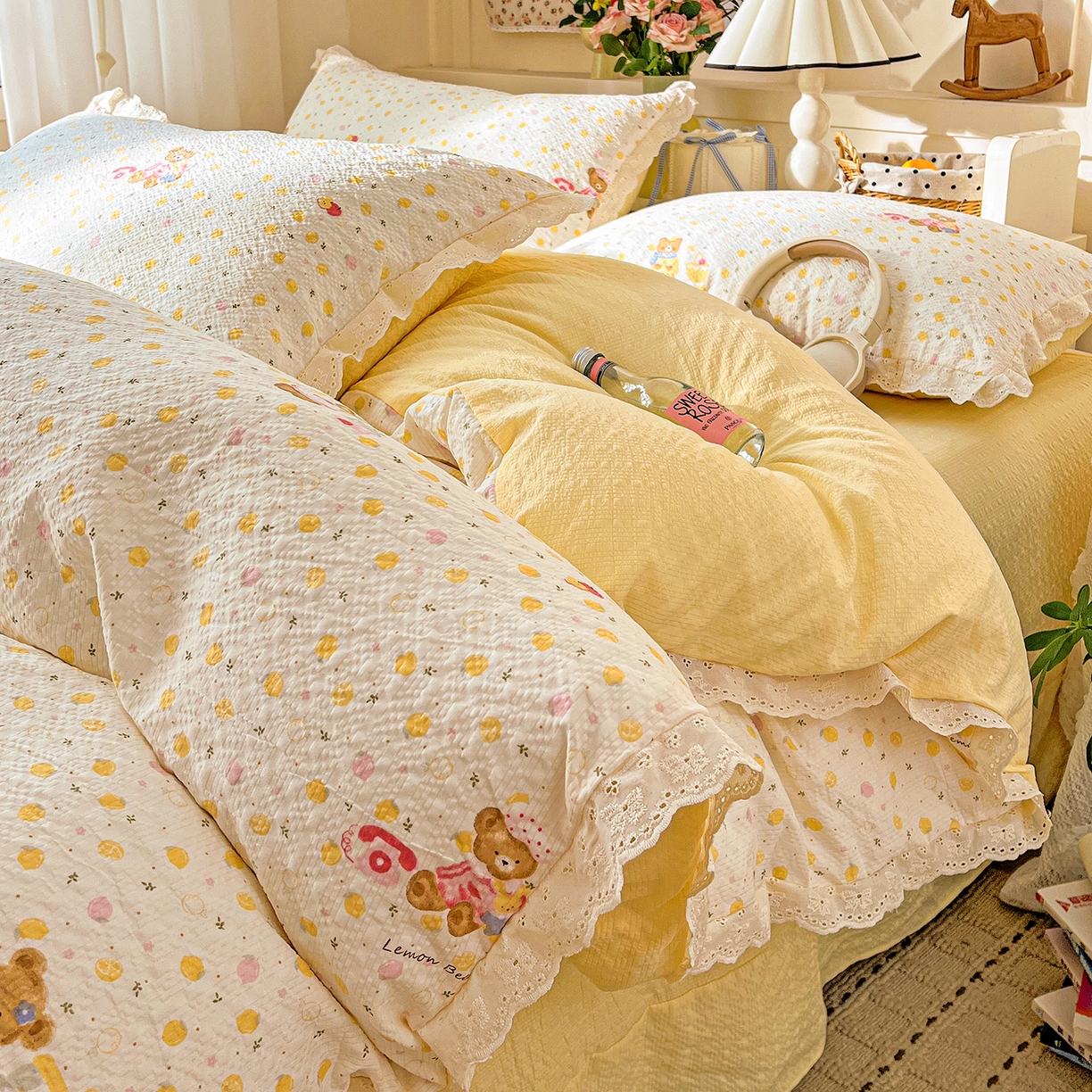 91家纺网 家纺一手货源 找家纺 （总）瑞禾家纺 2026新款泡芙纱花边四件套