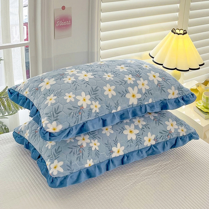 （总）莉迪娅 2026新款法兰绒花边枕套牛奶绒枕套韩版枕套