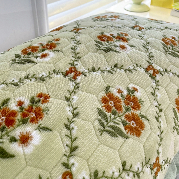 91家纺网 家纺一手货源 找家纺 莉迪娅 2026新款法兰绒花边枕套牛奶绒枕套韩版枕套 樱花绿