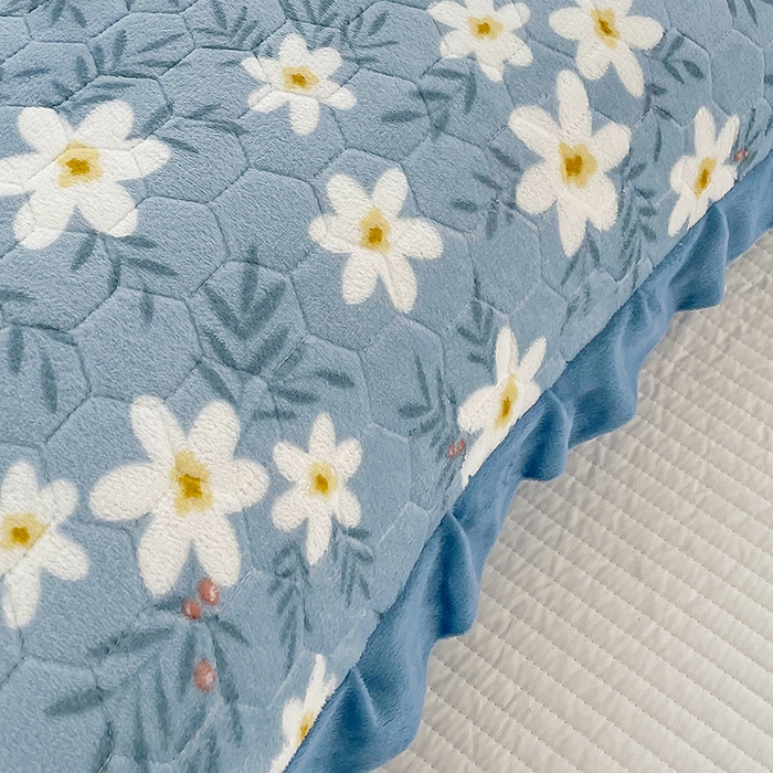 91家纺网 家纺一手货源 找家纺 莉迪娅 2026新款法兰绒花边枕套牛奶绒枕套韩版枕套 迷迭香