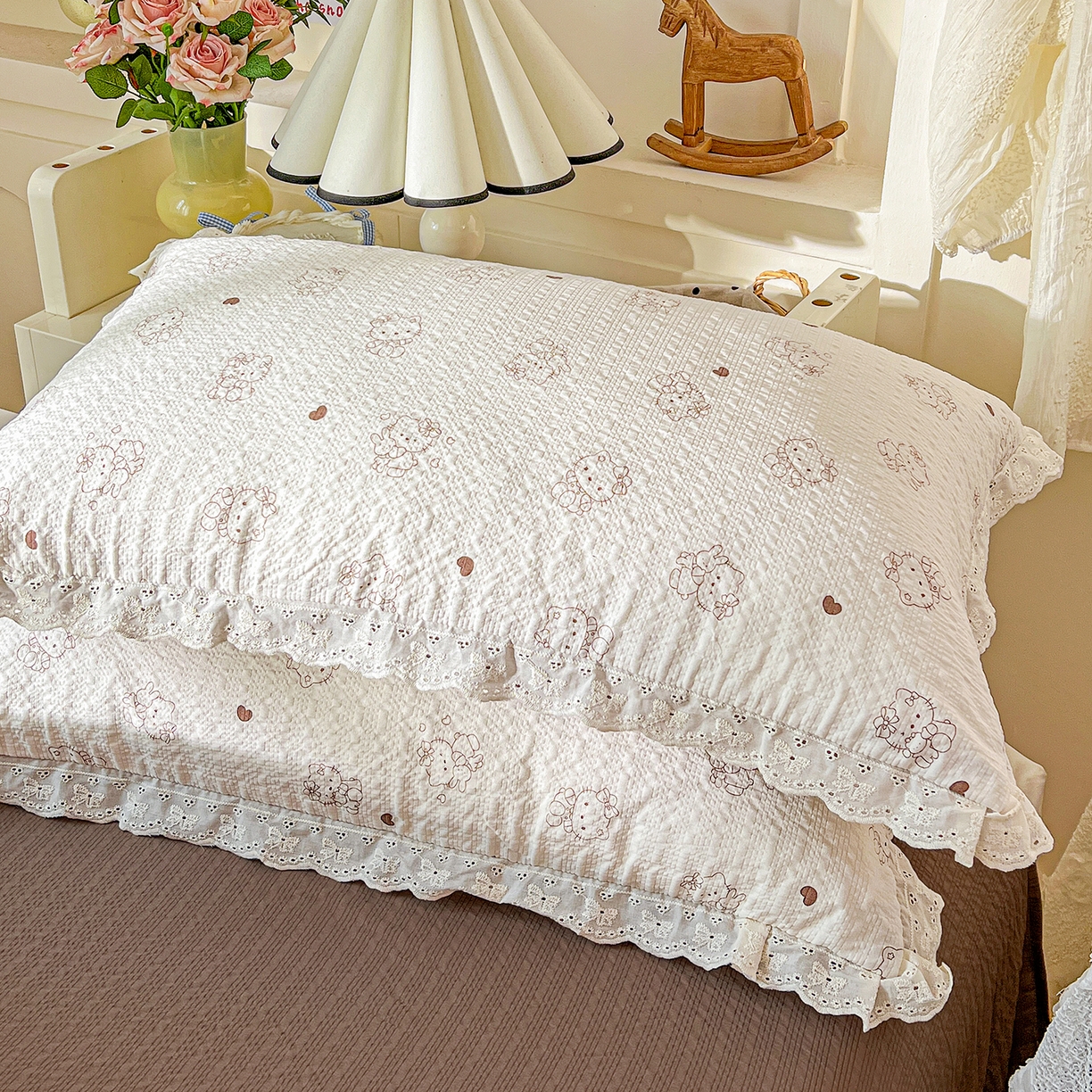 91家纺网 家纺一手货源 找家纺 瑞禾家纺 2026新款泡芙纱花边四件套 喵喵日记