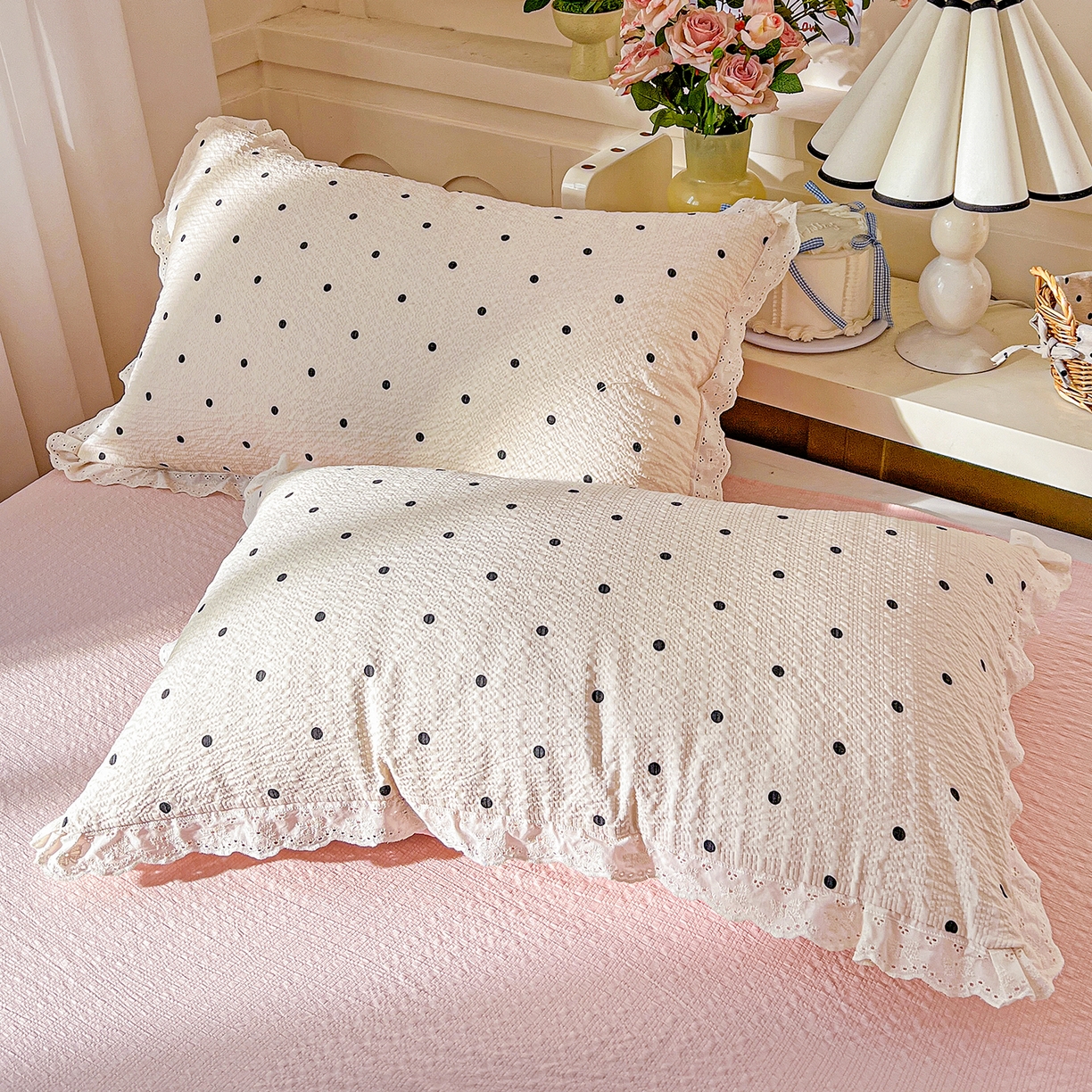 91家纺网 家纺一手货源 找家纺 瑞禾家纺 2026新款泡芙纱花边四件套 情书