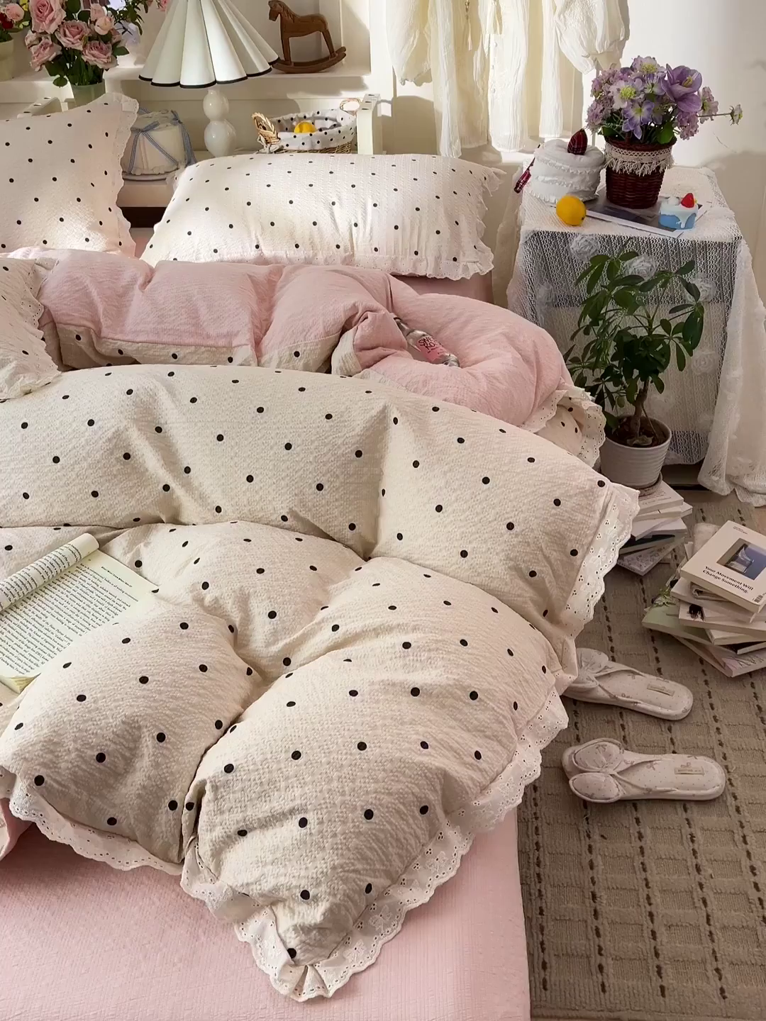 91家纺网 家纺一手货源 找家纺 瑞禾家纺 2026新款泡芙纱花边四件套 情书