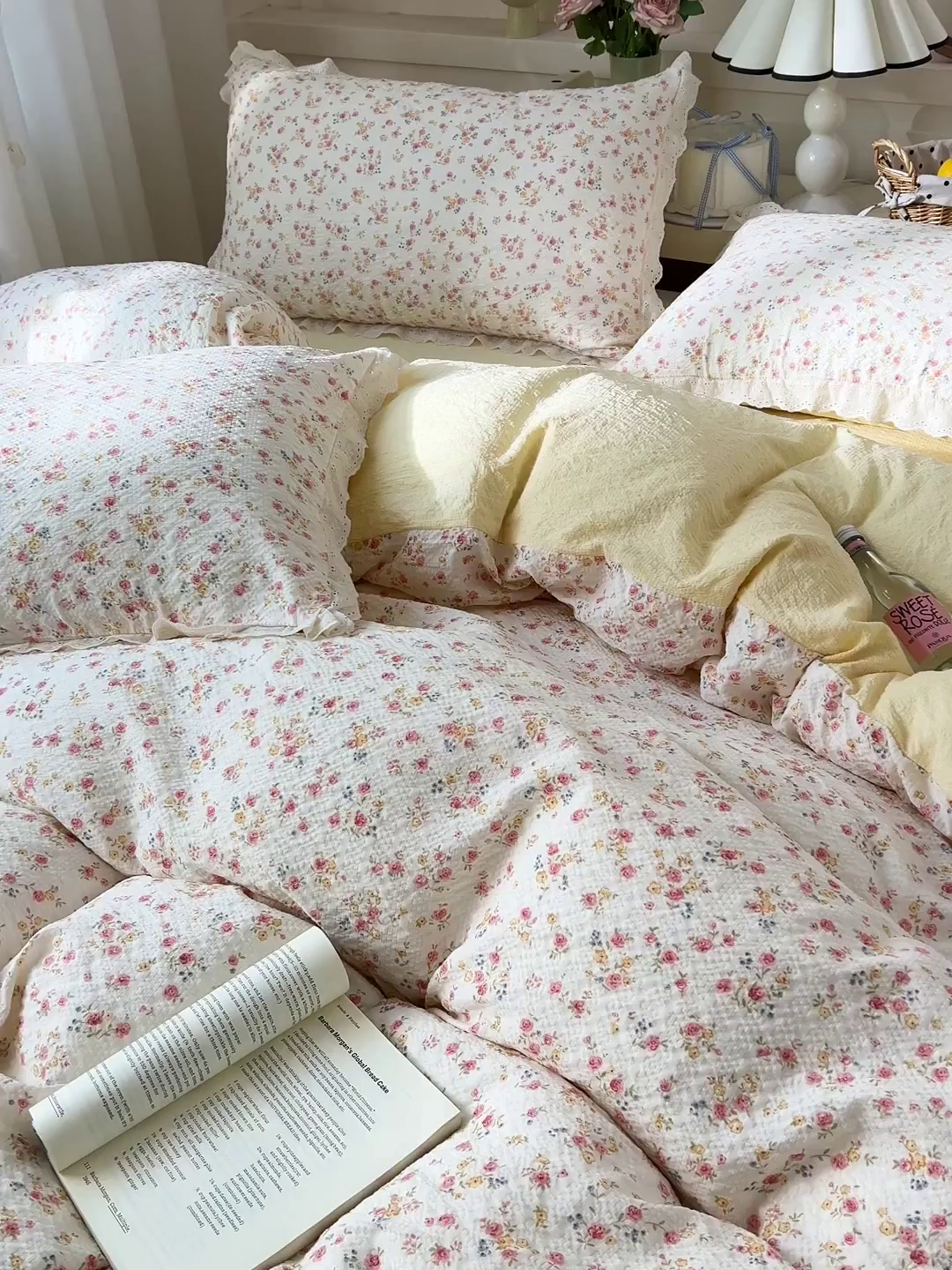 91家纺网 家纺一手货源 找家纺 瑞禾家纺 2026新款泡芙纱花边四件套 心愿