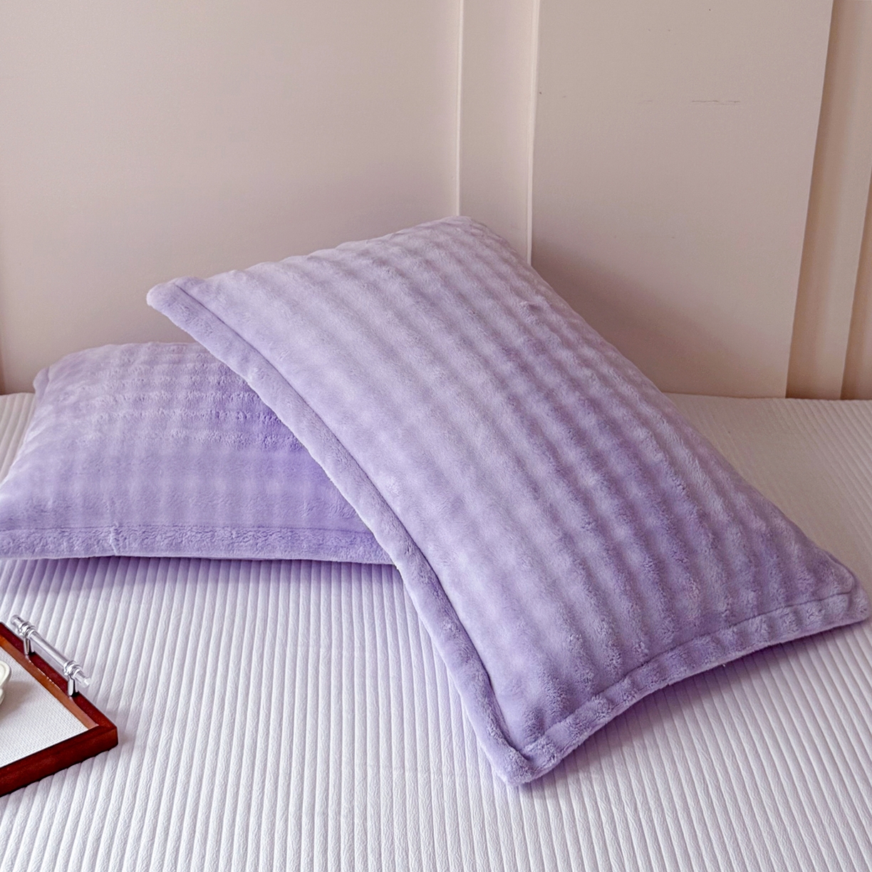 91家纺网 家纺一手货源 找家纺 莉迪娅 2026新款高克重牛奶绒纯色枕套 紫色