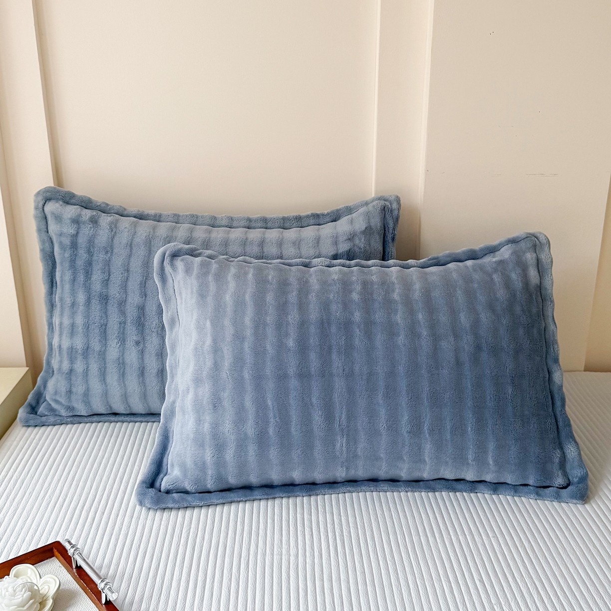 莉迪娅 2026新款高克重牛奶绒纯色枕套 湖兰