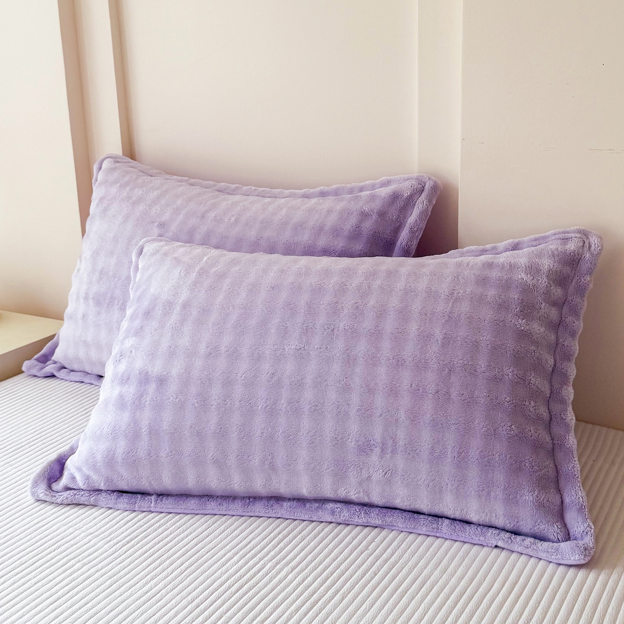 91家纺网 家纺一手货源 找家纺 莉迪娅 2026新款高克重牛奶绒纯色枕套 紫色