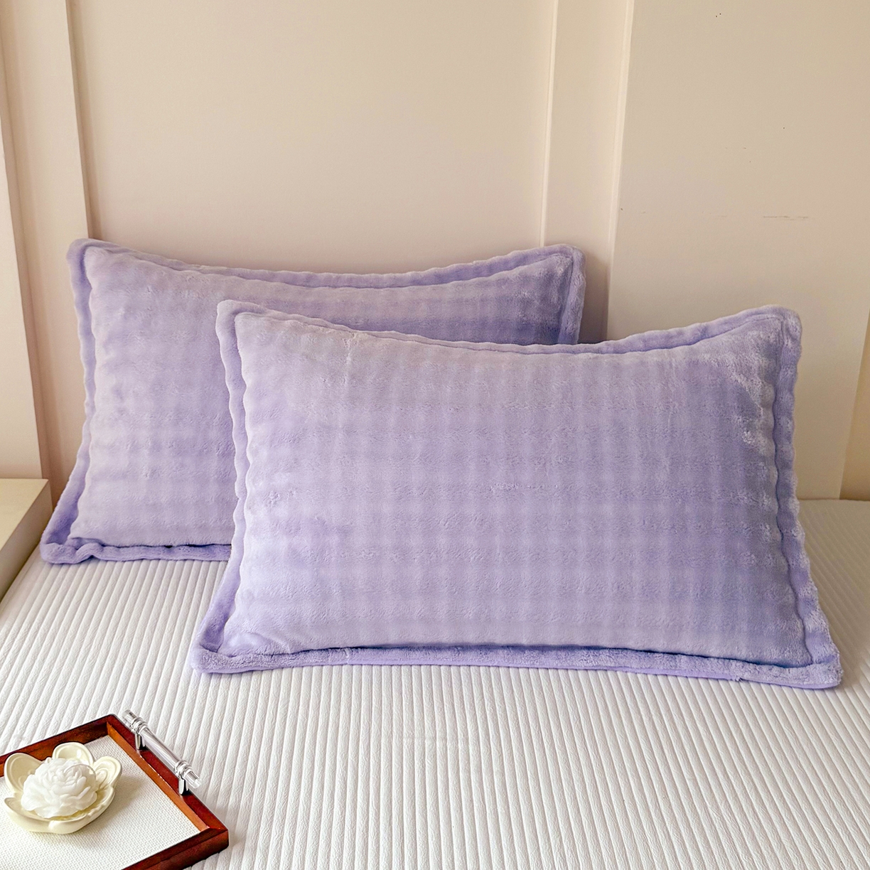 莉迪娅 2026新款高克重牛奶绒纯色枕套 紫色