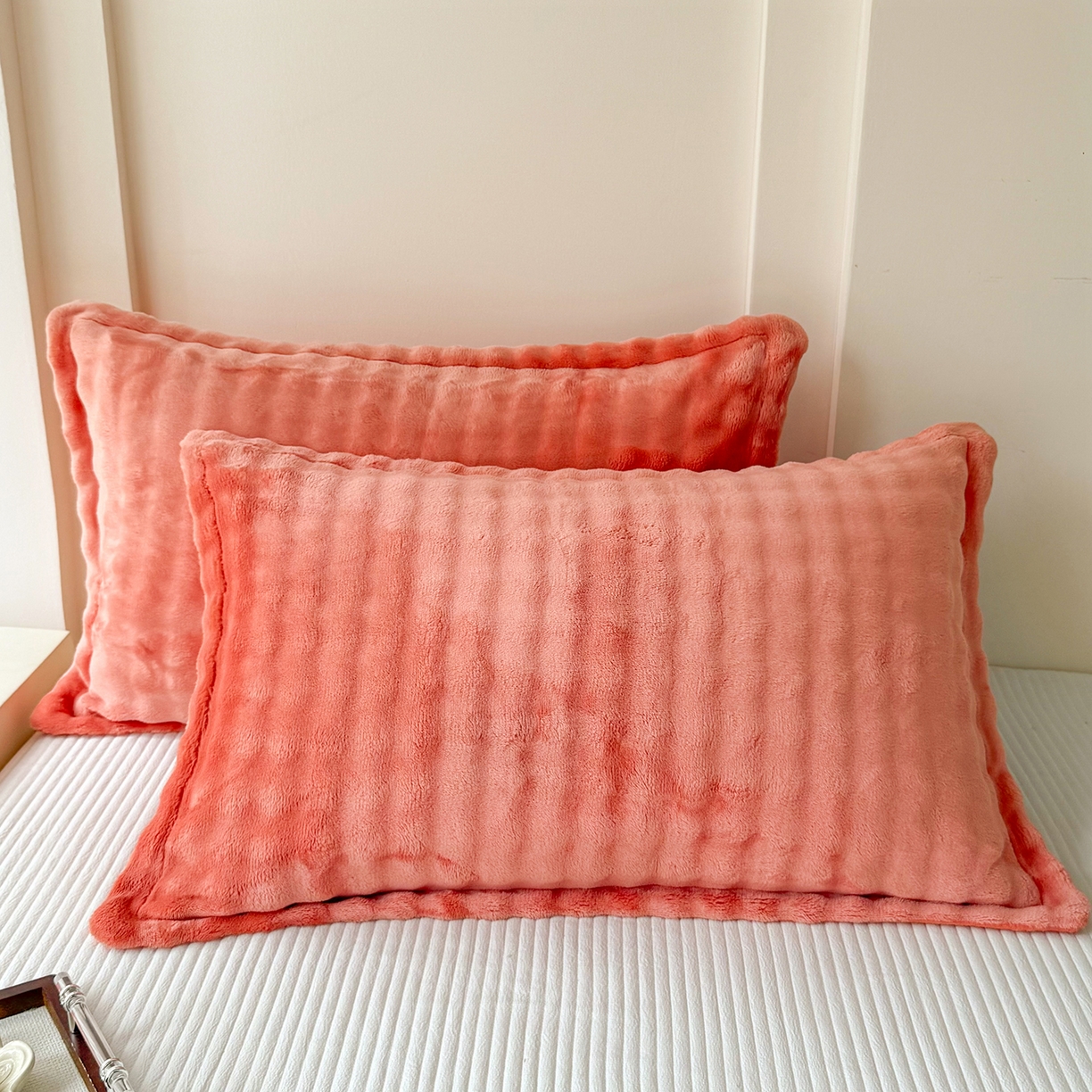 莉迪娅 2026新款高克重牛奶绒纯色枕套 浅橘