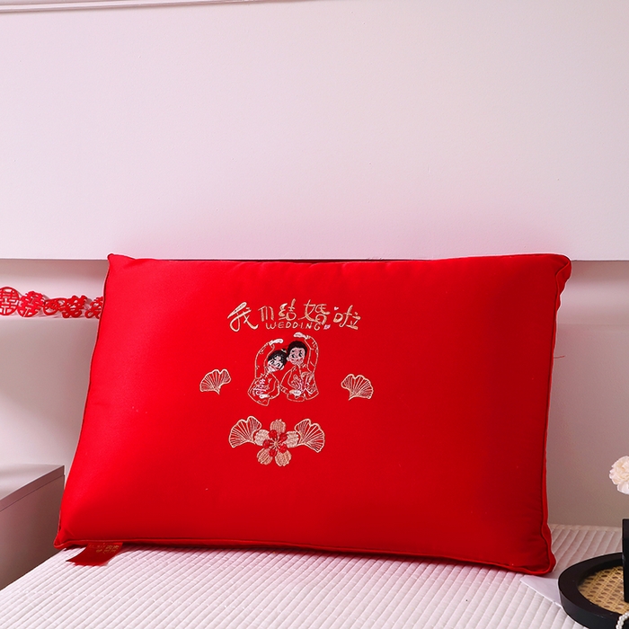 91家纺网 家纺一手货源 找家纺 莉迪娅 2026新款大红枕头婚庆枕芯结婚婚礼喜庆枕头枕芯 我们结婚啦