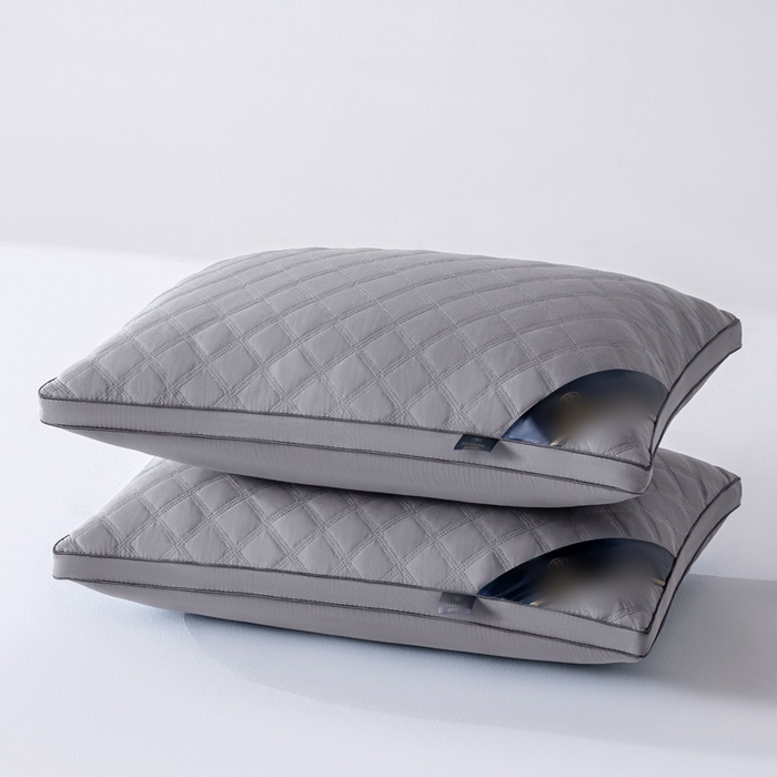 91家纺网 家纺一手货源 找家纺 莉迪娅 2026新款三格线亲肤羽丝棉酒店枕枕头枕芯 灰色