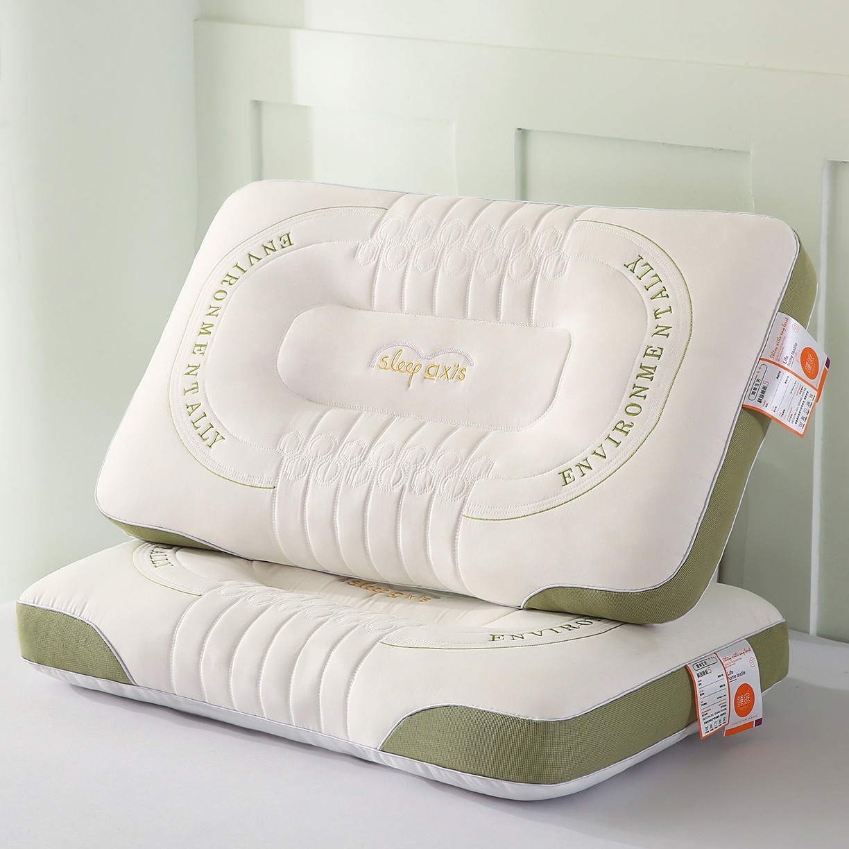 （总）莉迪娅 2026新款英文刺绣按摩枕枕头枕芯