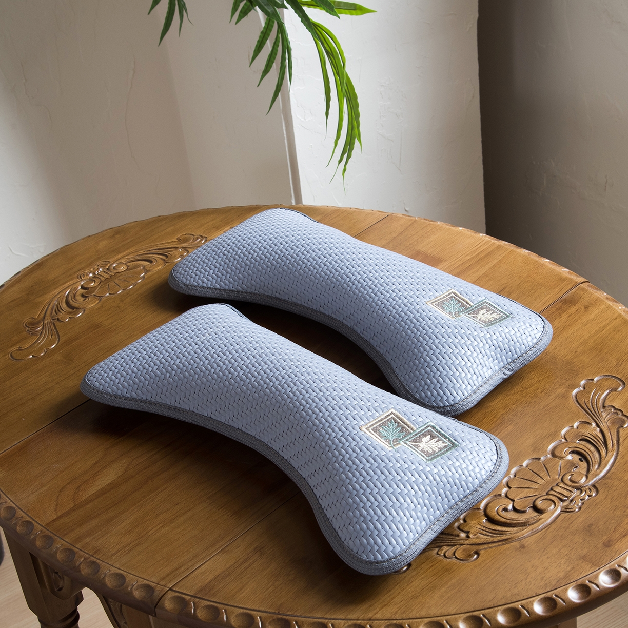 91家纺网 家纺一手货源 找家纺 莉迪娅 2026新款pe高分子凉感荞麦枕枕头枕芯 pe枫叶颈椎枕蓝