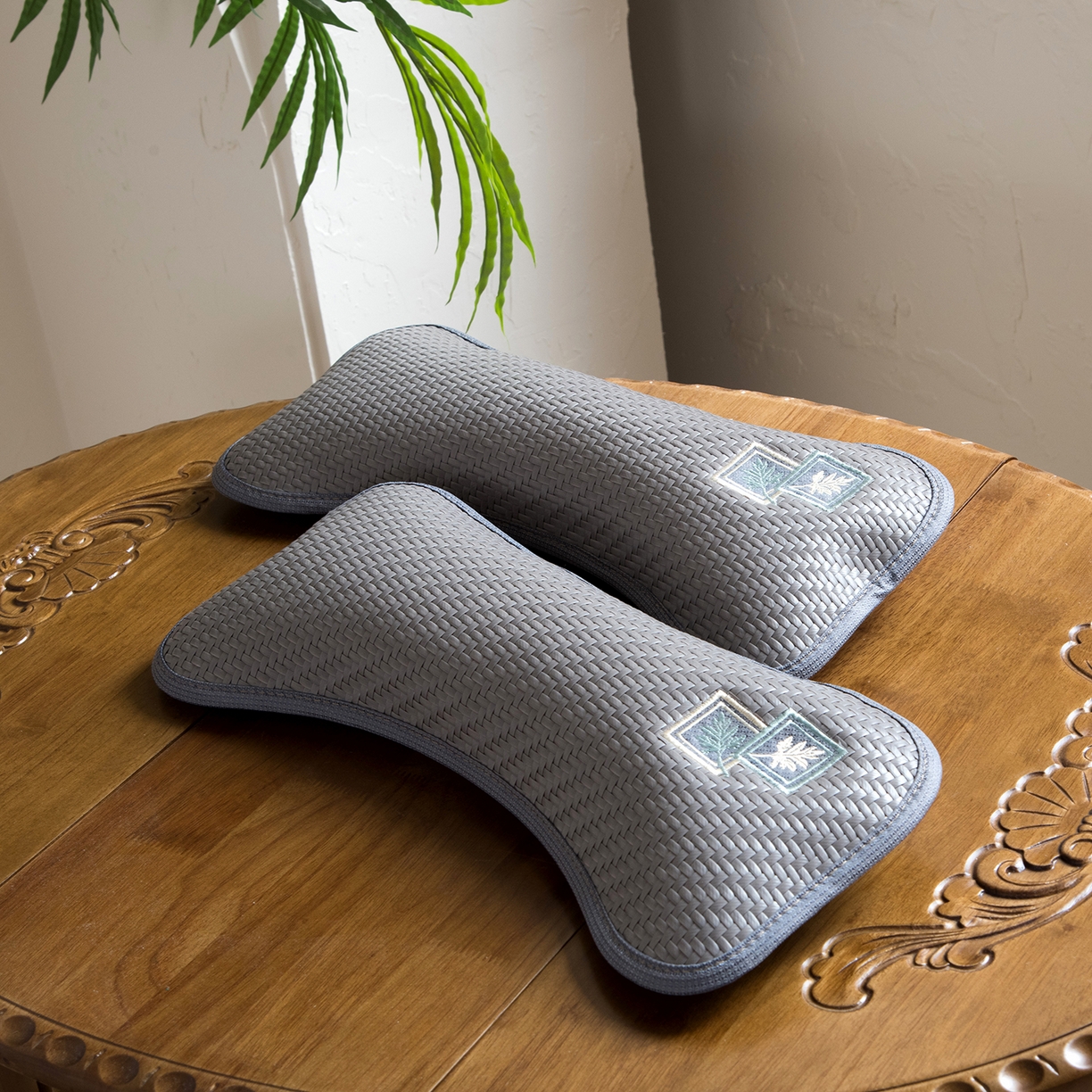 91家纺网 家纺一手货源 找家纺 莉迪娅 2026新款pe高分子凉感荞麦枕枕头枕芯 pe枫叶颈椎枕灰