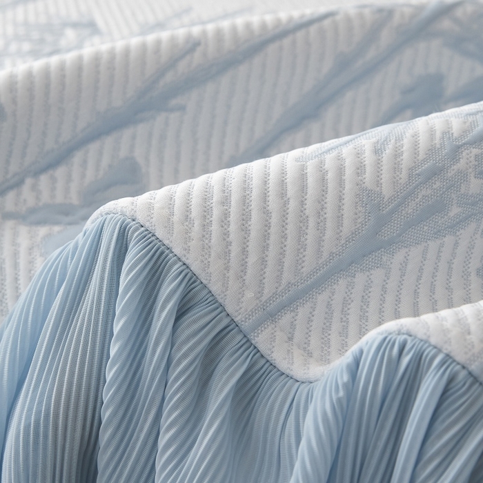 91家纺网 家纺一手货源 找家纺 金绣美居 2026春夏新款PE高分子复合凉感席双面提床裙款凉席三件套-竹影 竹影-蓝色