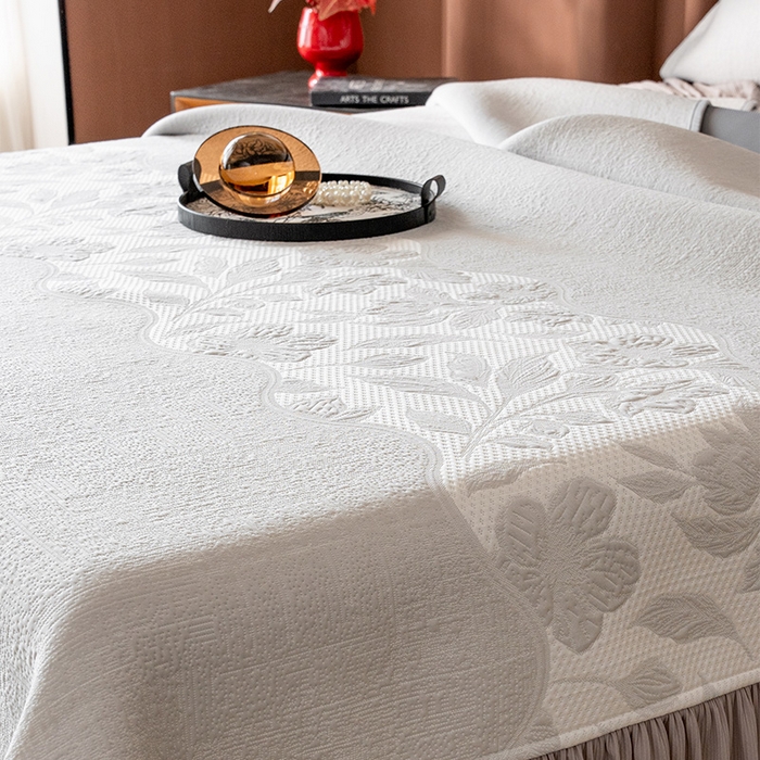 91家纺网 家纺一手货源 找家纺 金绣美居 2026新款PE高分子复合凉感席双面提床裙款凉席三件套-忆江南 忆江南-灰色