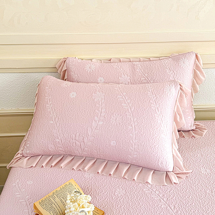 91家纺网 家纺一手货源 找家纺 （总）金绣美居 2026新款PE高分子凉感席聚乙烯冰感床裙款凉席三件套-一路生花