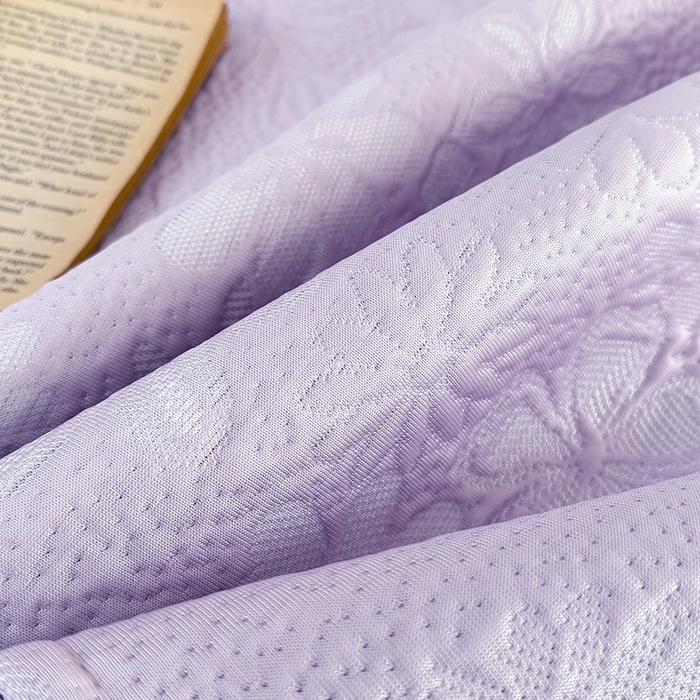 91家纺网 家纺一手货源 找家纺 金绣美居 2026新款PE高分子凉感席聚乙烯冰感床裙款凉席三件套-一路生花 一路生花-紫色